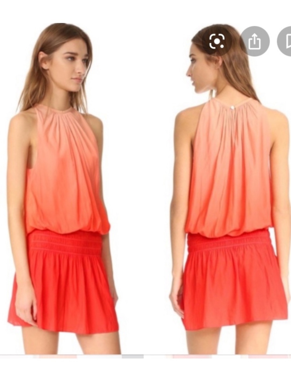 Ramy Brook Paris Coral to Red Ombre Halter Mini Dress